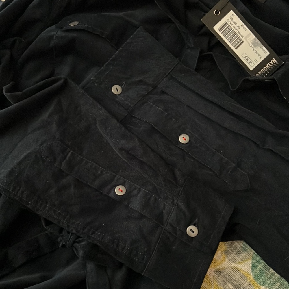 NWT Brooklyn Industries Navy Cedar Shirtdress Outer-space 100% Cotton Size Large - Picture 12 of 15